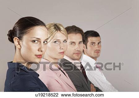 Businesswomen and businessmen in a row, portrait View Large Photo Image Stock Image - Businesswomen and businessmen in a row, portrait. Fotosearch