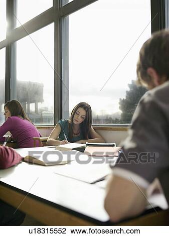 Stock Image - College Students Studying. Fotosearch