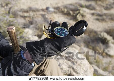 Stock Photo - Compass in somebody's hand. Fotosearch