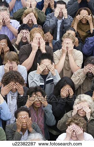 Crowd covering eyes View Large Photo Image Stock Photo - Crowd covering eyes. Fotosearch