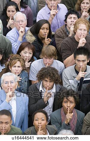 Crowd gesturing silence View Large Photo Image Stock Image - Crowd gesturing silence. Fotosearch