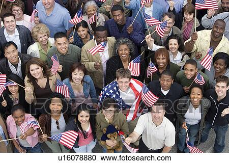 Crowd holding American flags View Large Photo Image Stock Image - Crowd holding American flags. Fotosearch