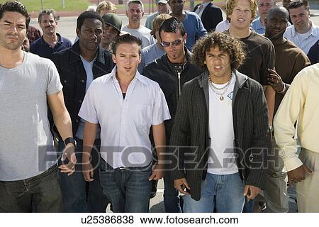 Stock Photo - Crowd of male protestors. Fotosearch