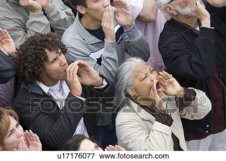 Crowd shouting View Large Photo Image Stock Photo - Crowd shouting. Fotosearch