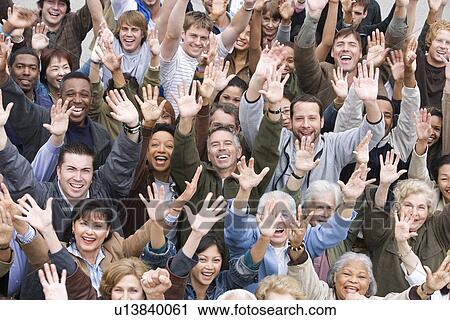 Crowd with arms raised View Large Photo Image Stock Image - Crowd with arms raised. Fotosearch