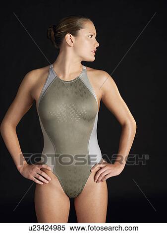 Female swimmer, standing View Large Photo Image Stock Photography - Female swimmer, standing. Fotosearch