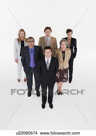 Picture - Group of businesspeople in triangle formation. Fotosearch