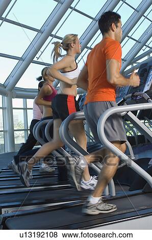 Joggers on Treadmills in Gym View Large Photo Image Stock Photo - Joggers on Treadmills in Gym. Fotosearch
