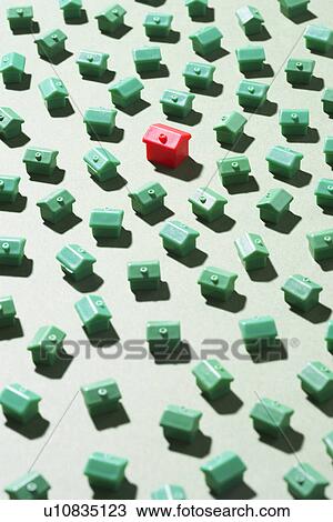 Large group of green model houses with one red in middle View Large Photo Image Stock Image - Large group of green model houses with one red in middle. Fotosearch