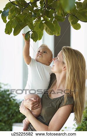 Mother holding child under tree View Large Photo Image Stock Image - Mother holding child under tree. Fotosearch