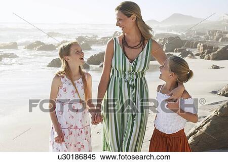 Mother With Children at Beach View Large Photo Image Stock Photography - Mother With Children at Beach. Fotosearch