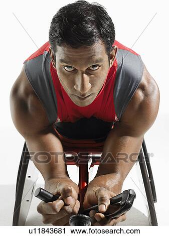 Stock Image - Paraplegic cycler. Fotosearch