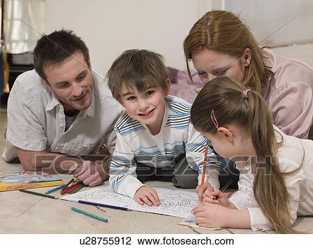 Parents on Floor Coloring With Children View Large Photo Image Stock Image - Parents on Floor Coloring With Children. Fotosearch