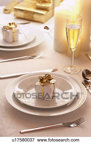 Stock Photo - Place setting at Christmas. Fotosearch
