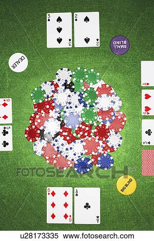 Stock Photography - Playing cards and chips, view from above. Fotosearch