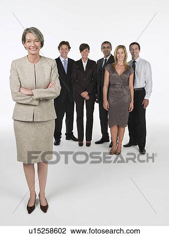 Proud Businesswoman, group behind View Large Photo Image Stock Image - Proud Businesswoman, group behind. Fotosearch