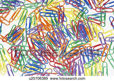 Scattered Multicolored Paper Clips, overhead view, close up View Large Photo Image Stock Photo - Scattered Multicolored Paper Clips, overhead view, close up. Fotosearch