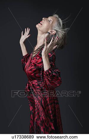 Senior Woman with Hands in Air View Large Photo Image Stock Photo - Senior Woman with Hands in Air. Fotosearch
