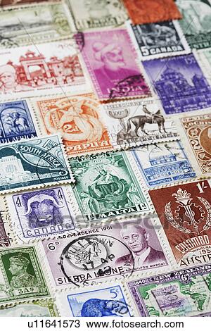 Stock Image - Variety of Postage Stamps, full frame. Fotosearch