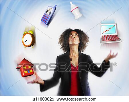 Working mother juggling responsibilities View Large Photo Image Stock Photography - Working mother juggling responsibilities. Fotosearch