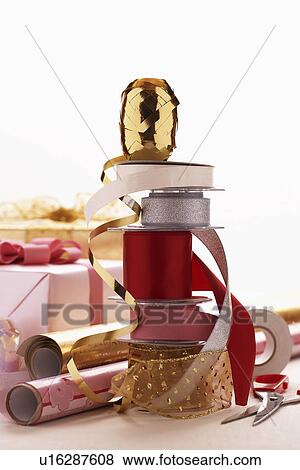 Stock Photo - Wrapping paper and ribbon. Fotosearch
