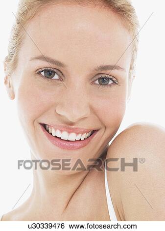 Young blonde Woman Smiling, portrait View Large Photo Image Stock Photograph - Young blonde Woman Smiling, portrait. Fotosearch