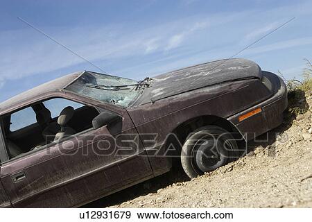 Abandoned car on roadside View Large Photo Image Stock Photo - Abandoned car on roadside. Fotosearch