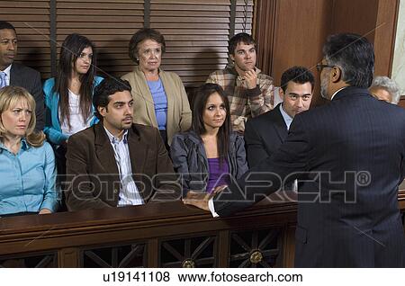 Stock Photo - Attorney addressing jury. Fotosearch