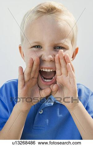 Stock Photograph - Boy Shouting. Fotosearch