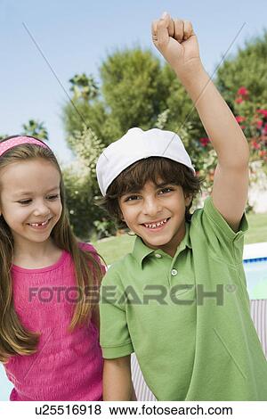 Stock Photo - Boy with Fist Raised. Fotosearch
