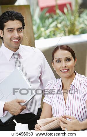Business woman and business man, portrait View Large Photo Image Stock Photo - Business woman and business man, portrait. Fotosearch