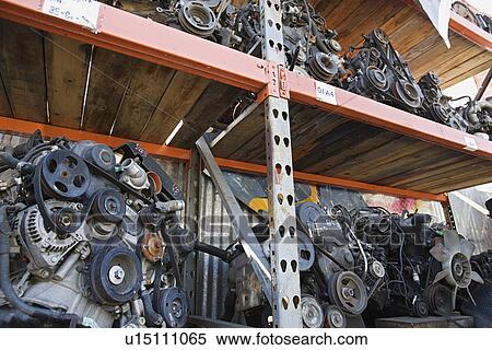 Stock Photography - Car engines in junkyard. Fotosearch