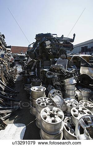 Car parts in Junkyard View Large Photo Image Stock Photo - Car parts in Junkyard. Fotosearch