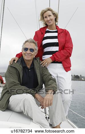 Picture - Couple on yacht. Fotosearch