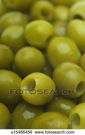 Stock Photograph - Green olives, close-up. Fotosearch