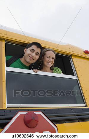 Stock Photograph - High School Students on a Bus. Fotosearch