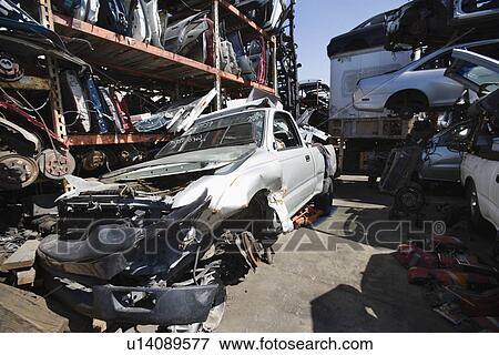 Junkyard View Large Photo Image Stock Photo - Junkyard. Fotosearch