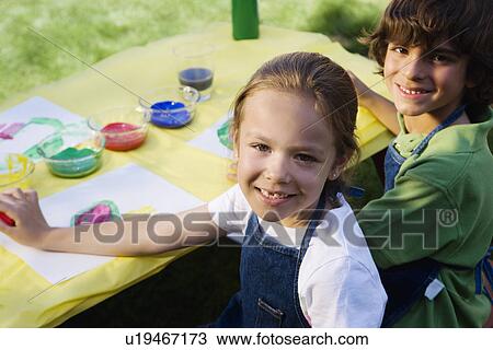 Kids Painting Outside View Large Photo Image Stock Image - Kids Painting Outside. Fotosearch