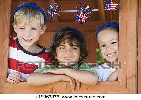 Stock Photograph - Kids Playing in Play House. Fotosearch