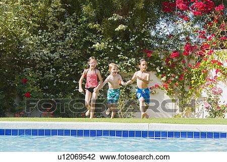 Kids Running Toward Swimming Pool View Large Photo Image Stock Image - Kids Running Toward Swimming Pool. Fotosearch