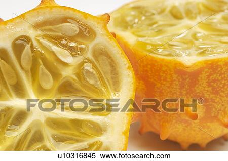 Kiwano fruit crossection, close-up View Large Photo Image Stock Photography - Kiwano fruit crossection, close-up. Fotosearch