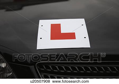 L Plate on hood of car View Large Photo Image Stock Photo - L Plate on hood of car. Fotosearch