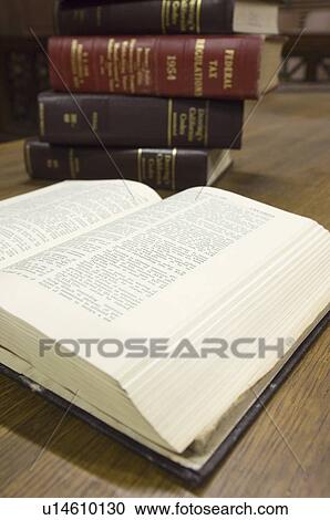 Stock Image - Legal books in court room. Fotosearch