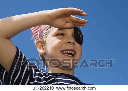 Stock Image - Little Boy Playing Pirate. Fotosearch