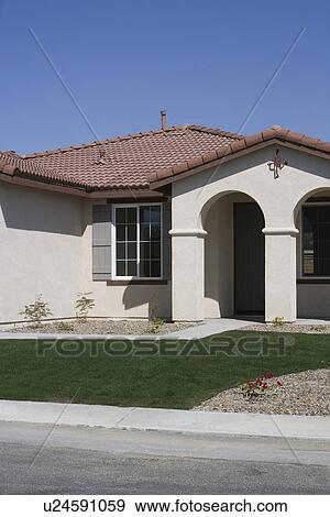 New House With Arched Entry View Large Photo Image Stock Photo - New House With Arched Entry. Fotosearch