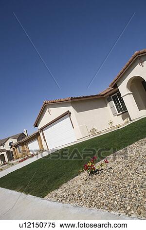 New House With Groomed Lawn View Large Photo Image Stock Photography - New House With Groomed Lawn. Fotosearch