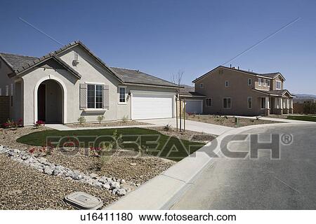 New Houses With Landscaped Yards View Large Photo Image Stock Image - New Houses With Landscaped Yards. Fotosearch