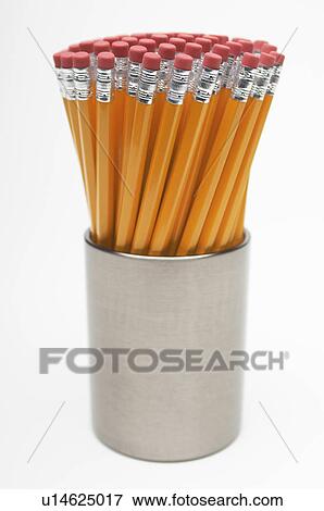 Stock Photo - New pencils in container. Fotosearch