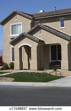 New Two Story House View Large Photo Image Stock Photo - New Two Story House. Fotosearch