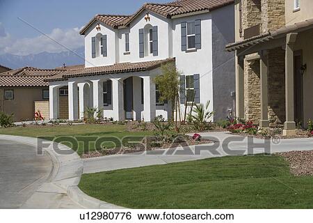 New Two Story House View Large Photo Image Stock Photograph - New Two Story House. Fotosearch